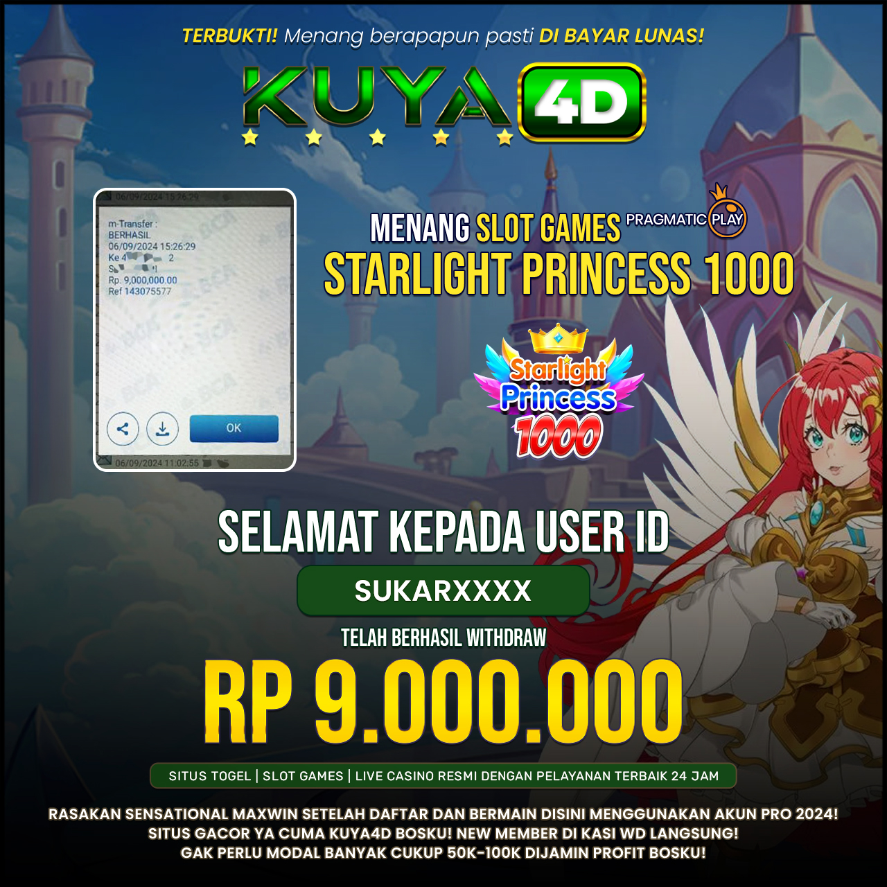 BUKTI JP STARLIGHT PRINCESS 1000 ID SUKARXXXX