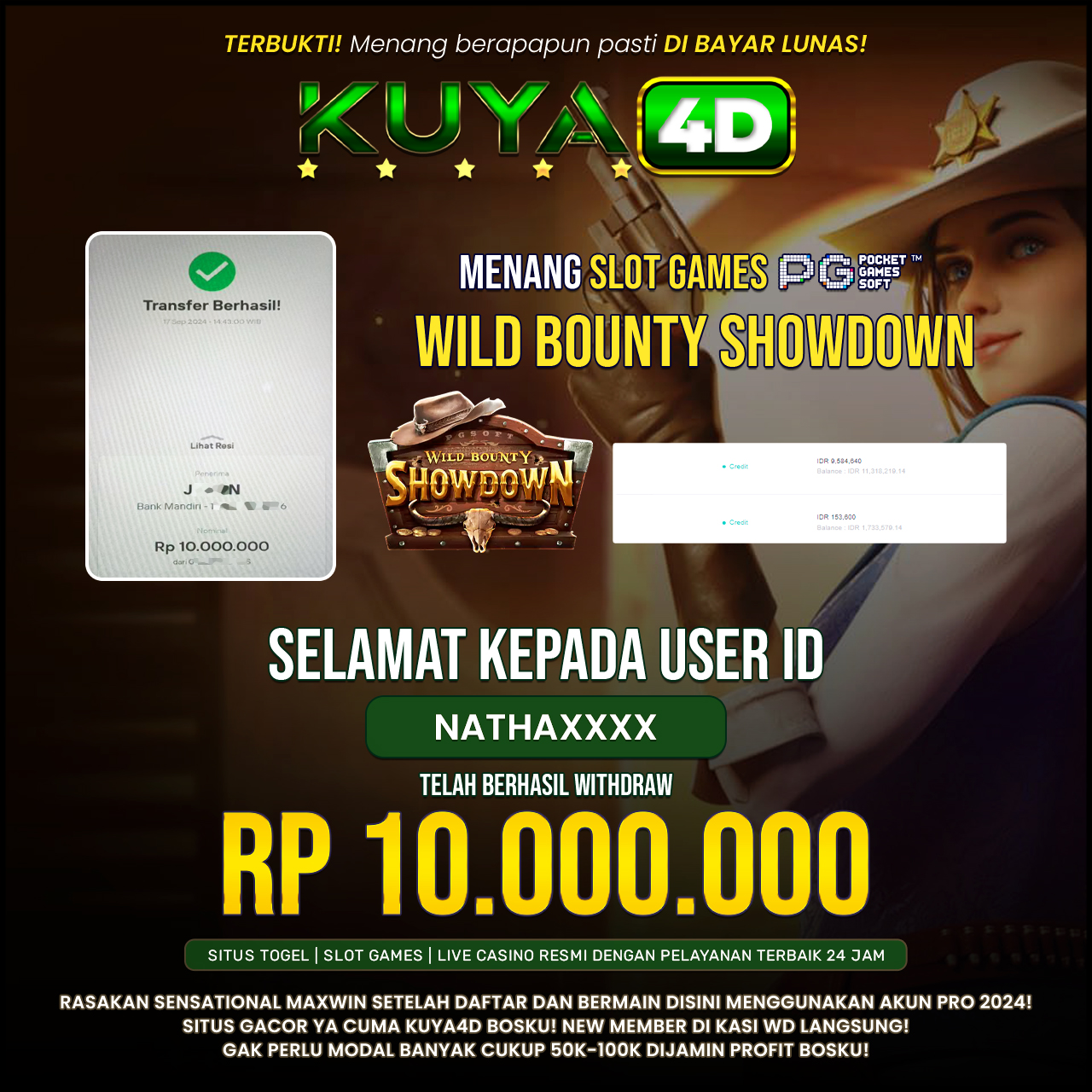 BUKTI JP WILD BOUNTY SHOWDOWN ID NATHAXXXX