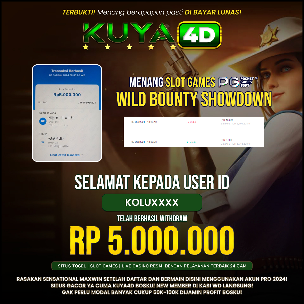 BUKTI JP WILD BOUNTY SHOWDOWN ID KOLUXXXX