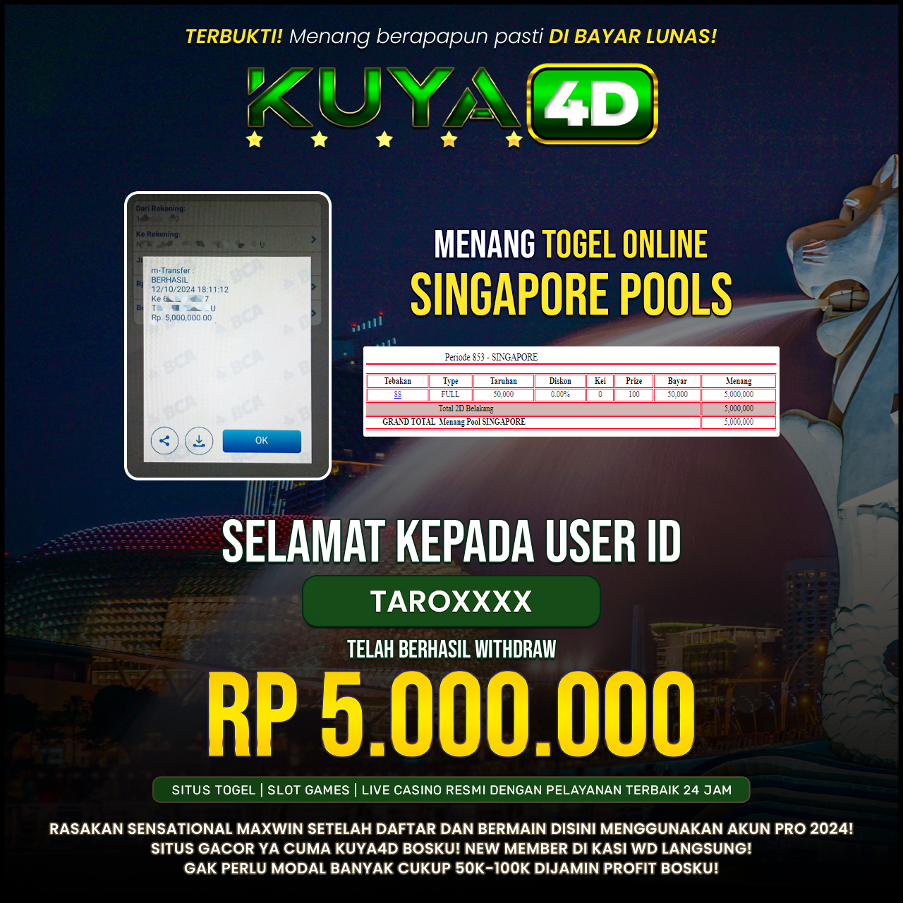 BUKTI JP POOLS SINGAPORE ID TAROXXX