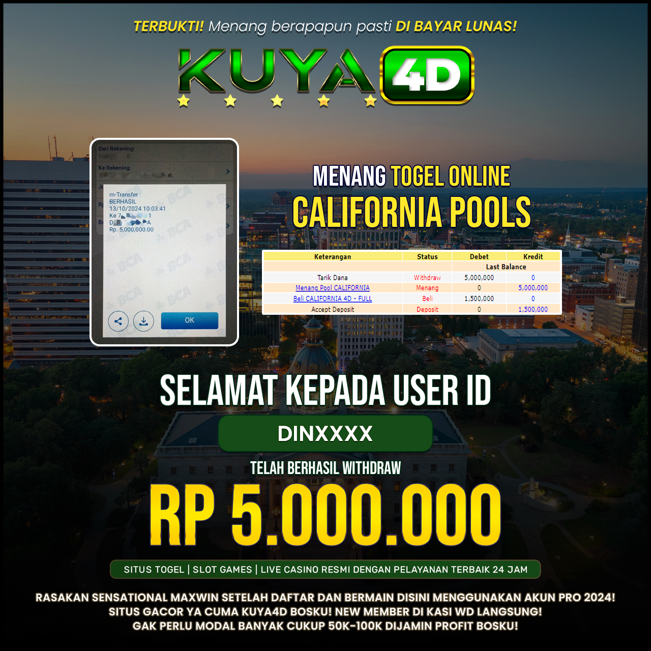 BUKTI JP POOLS CALIFORNIA ID DINXXX