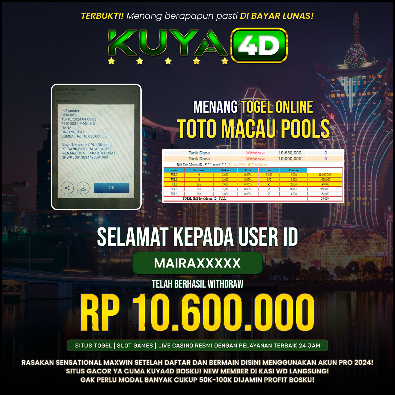 BUKTI JP TOTO MACAU 4D ID MAIRAXXX