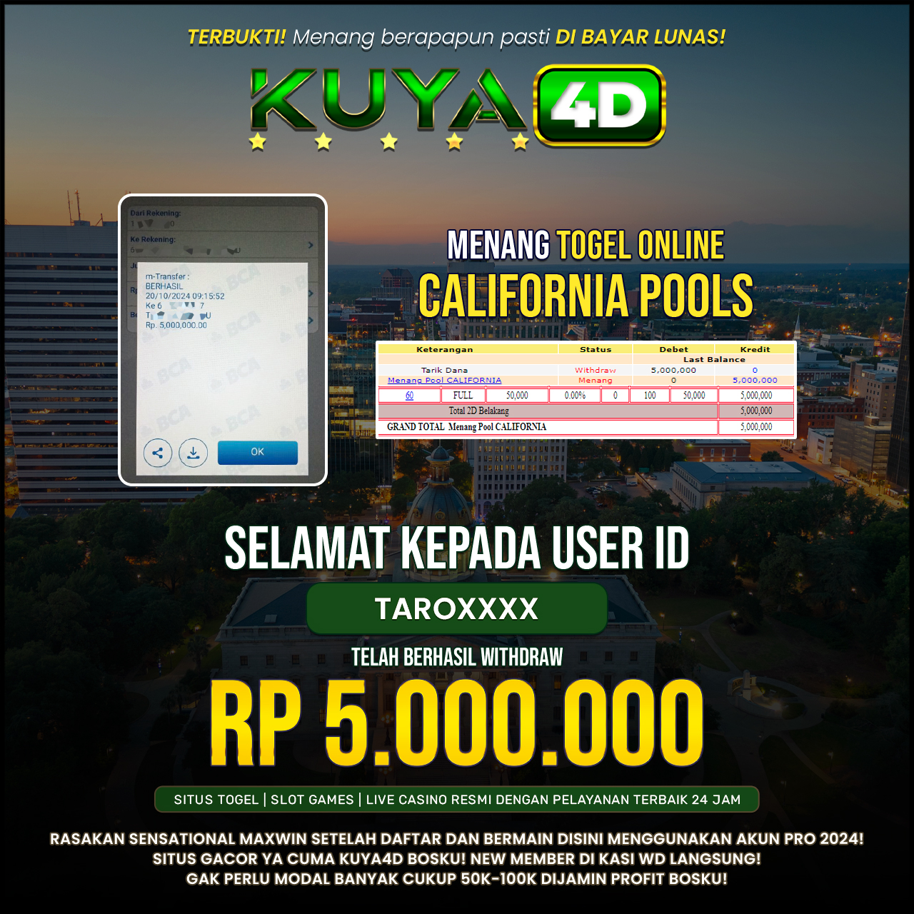 BUKTI JP POOLS CALIFORNIA ID TAROXXX