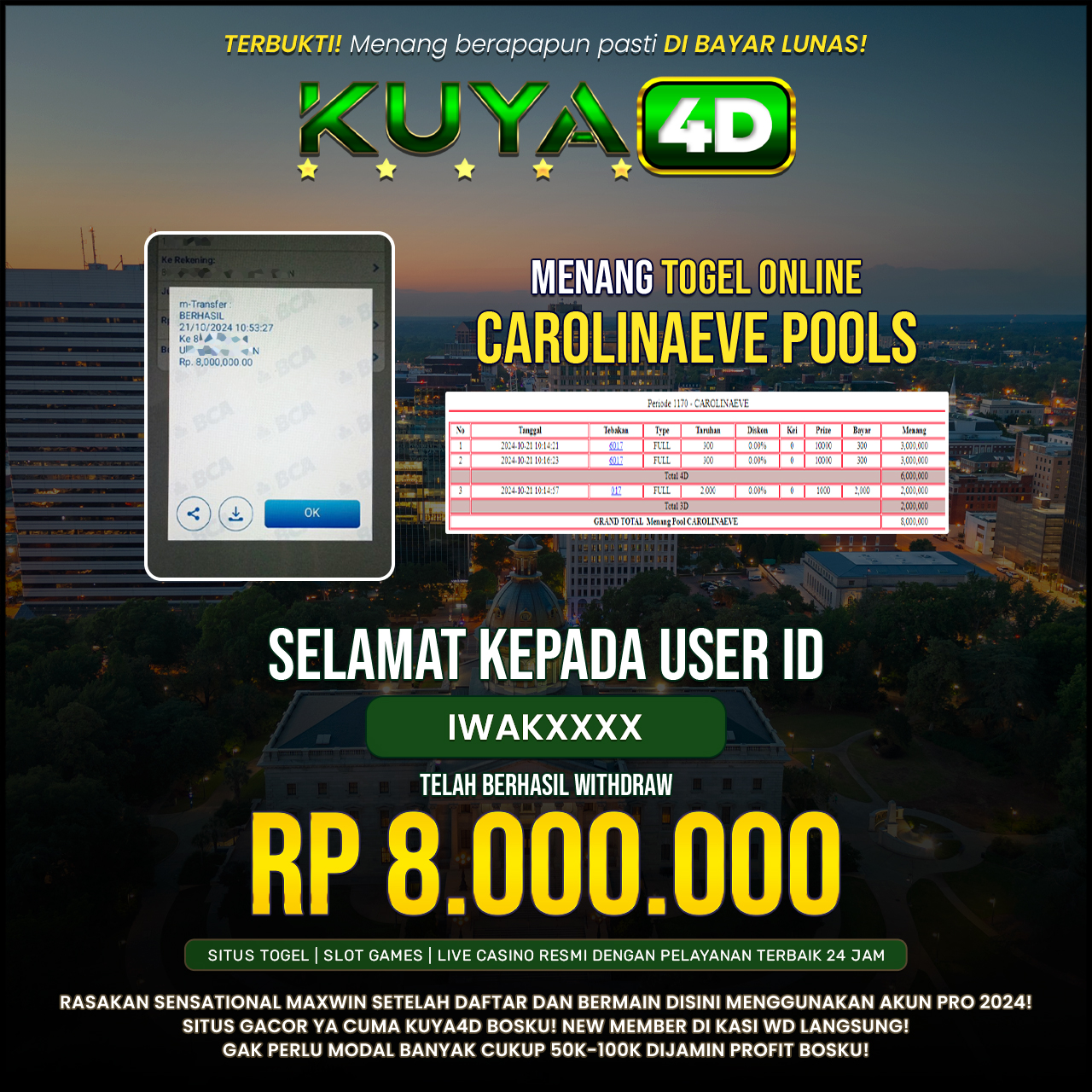 BUKTI JP POOLS CAROLINAEVE ID IWAKXXX