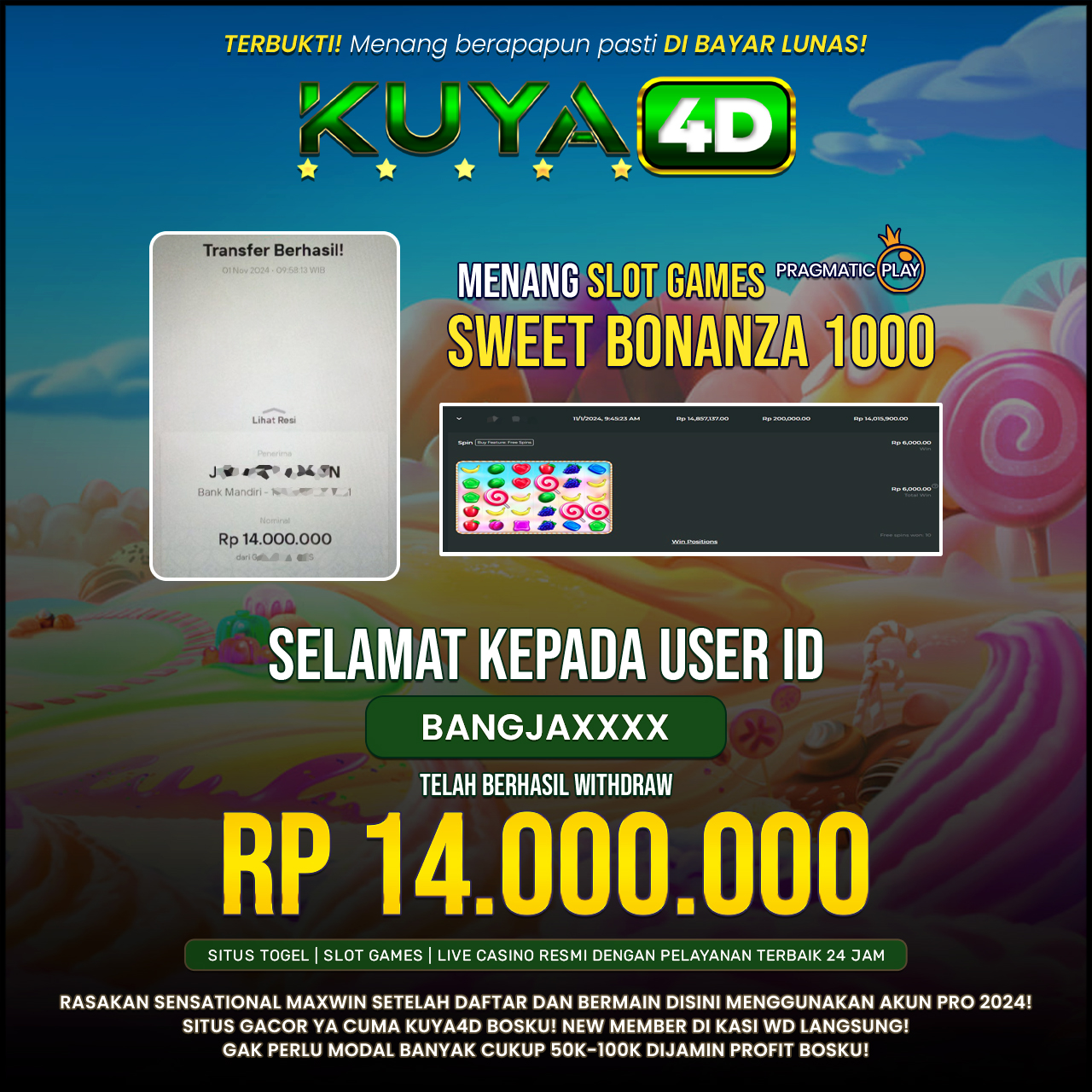 BUKTI JP SWEET BONANZA 1000 ID BANGJAXXXX