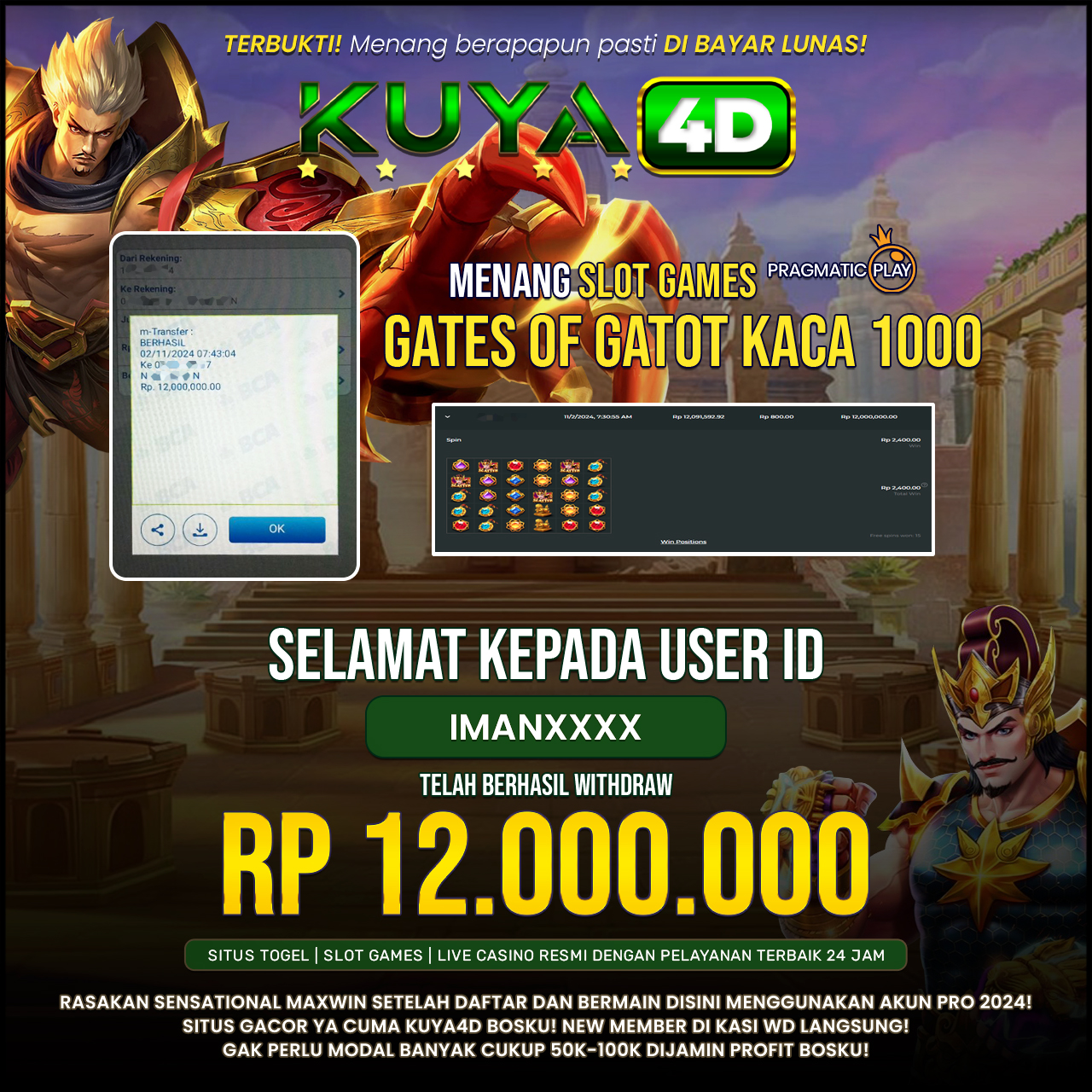 BUKTI JP GATES OF GATOT KACA 1000 ID IMANXXXX