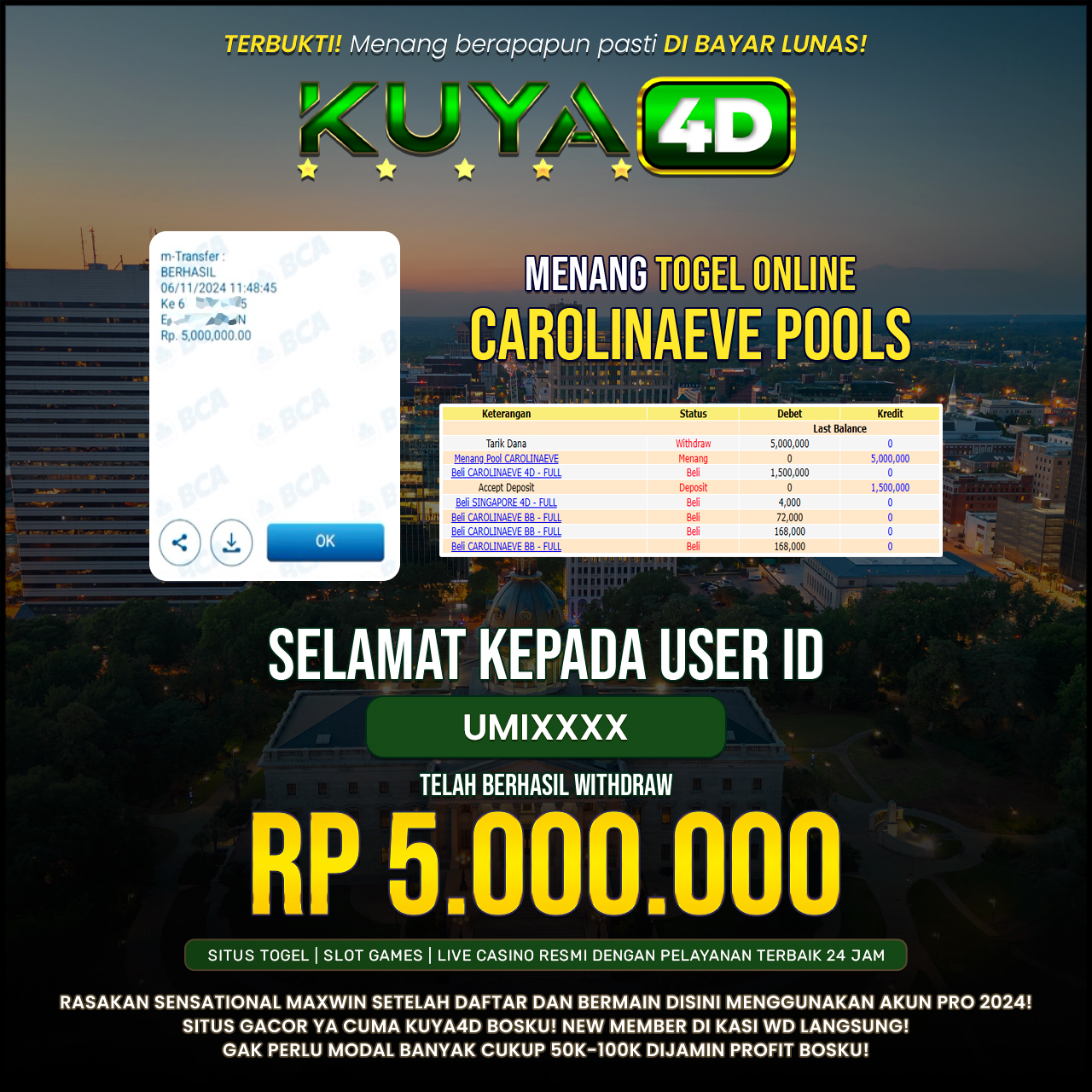 BUKTI JP POOLS CAROLINAEVE ID UMIXXX