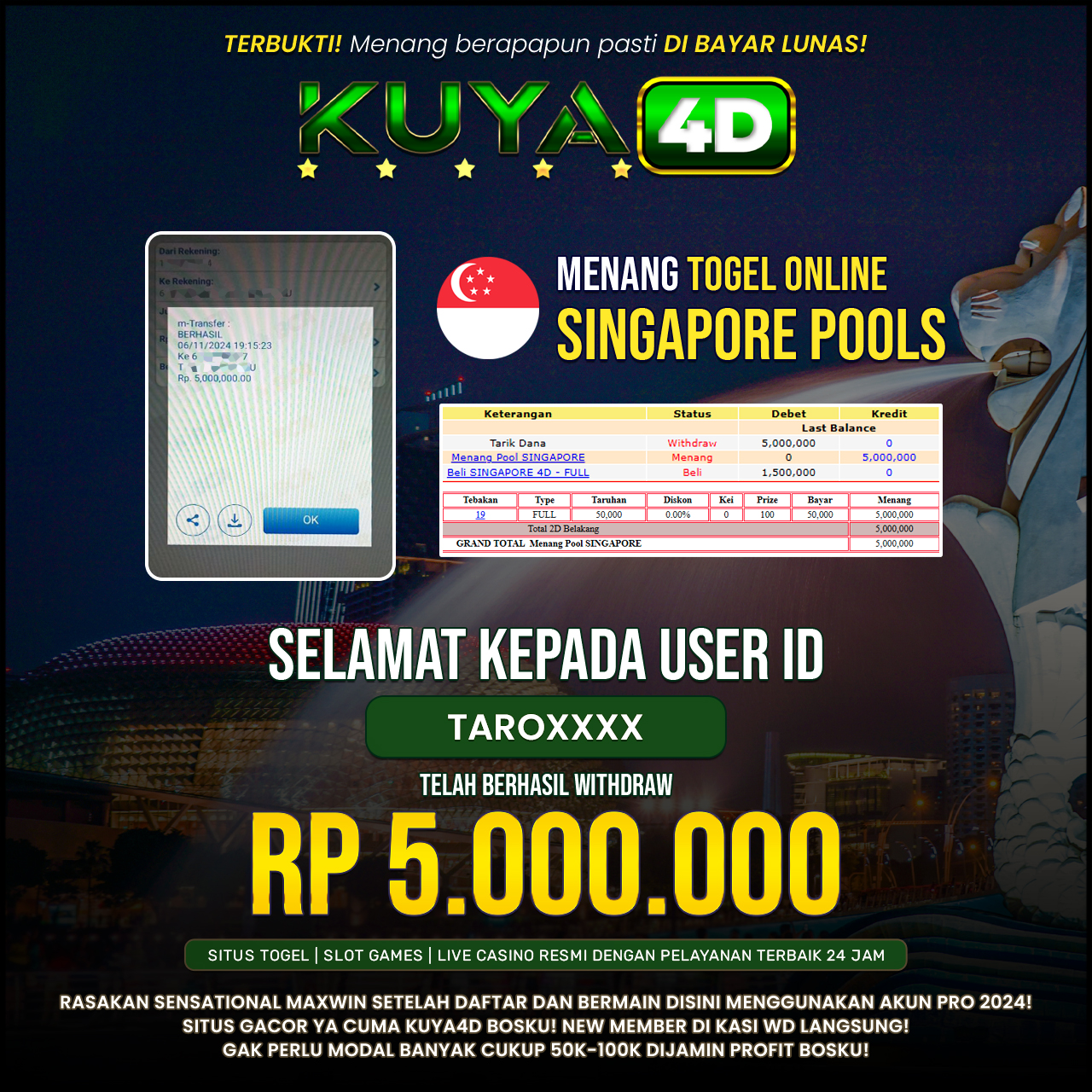 BUKTI JP POOLS SINGAPORE ID TAROXXX