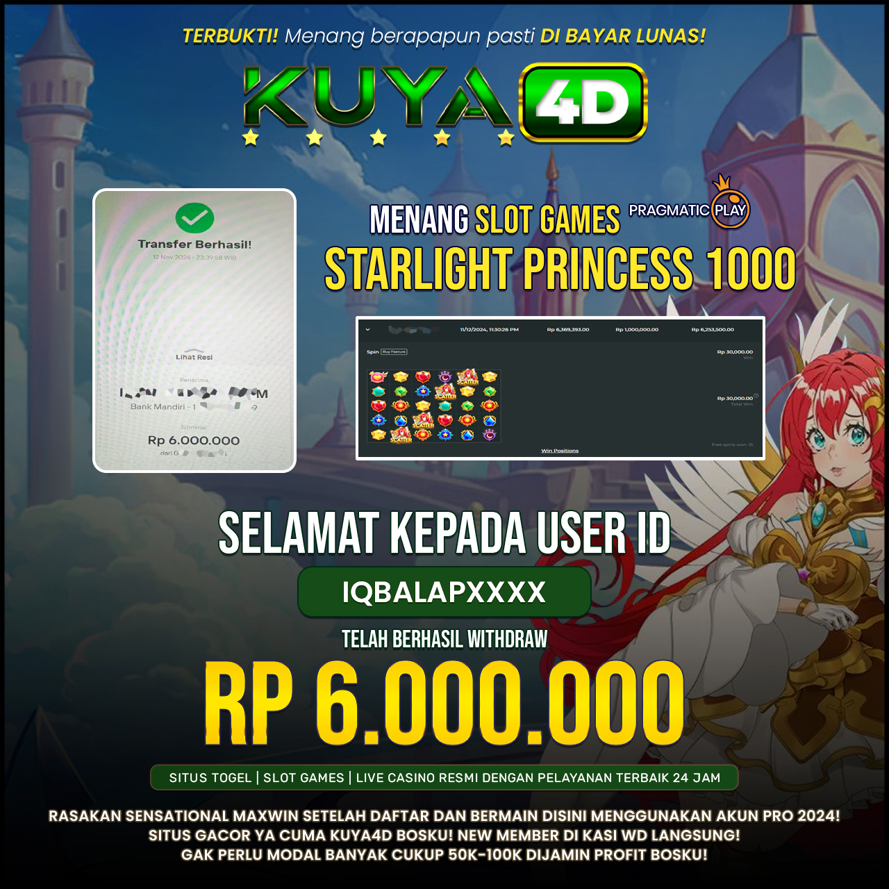 BUKTI JP STARLIGHT PRINCESS 1000 ID IQBALAPXXX