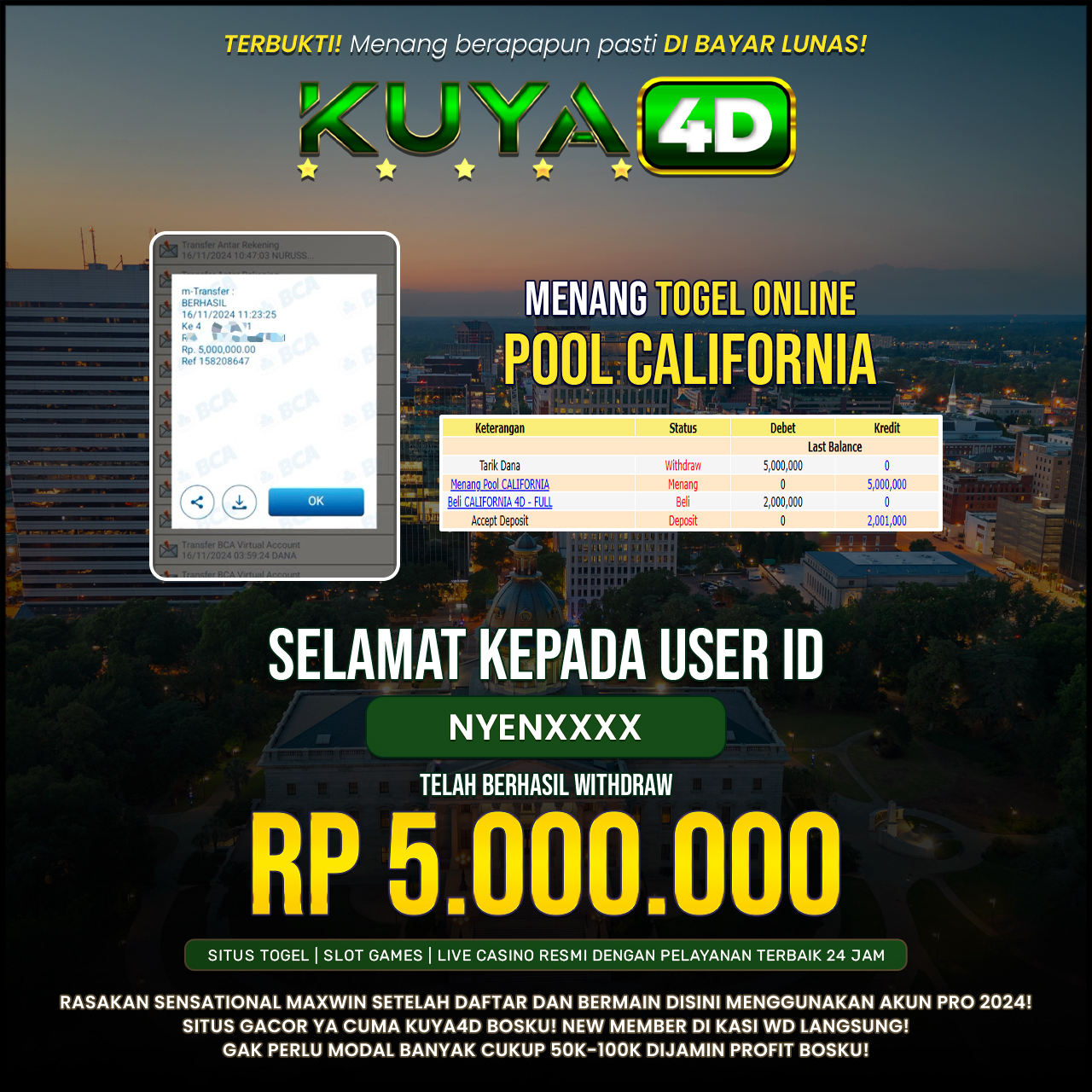 BUKTI JP POOLS CALIFORNIA ID NYENXXX