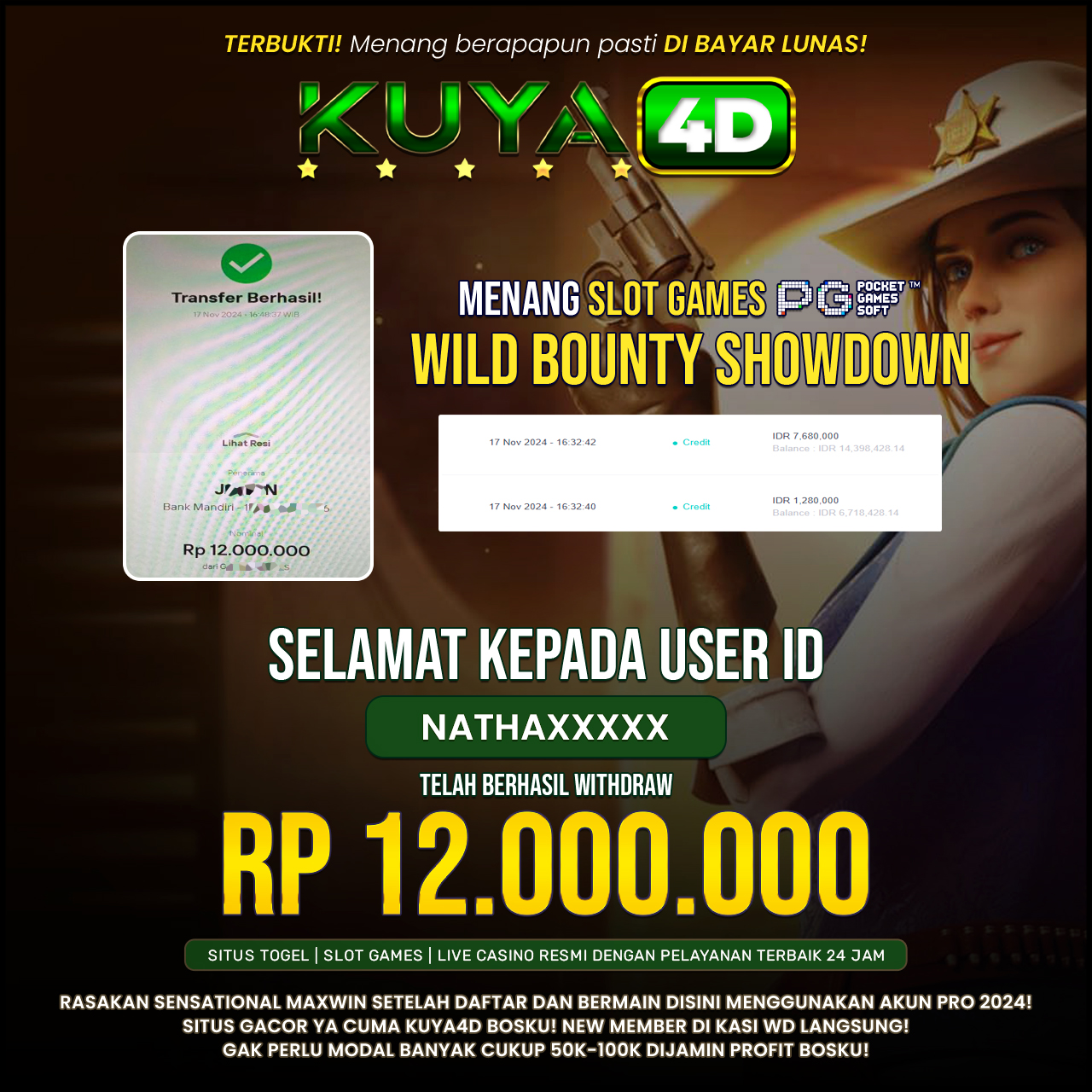 BUKTI JP WILD BOUNTY SHOWDOWN ID NATHAXXXX