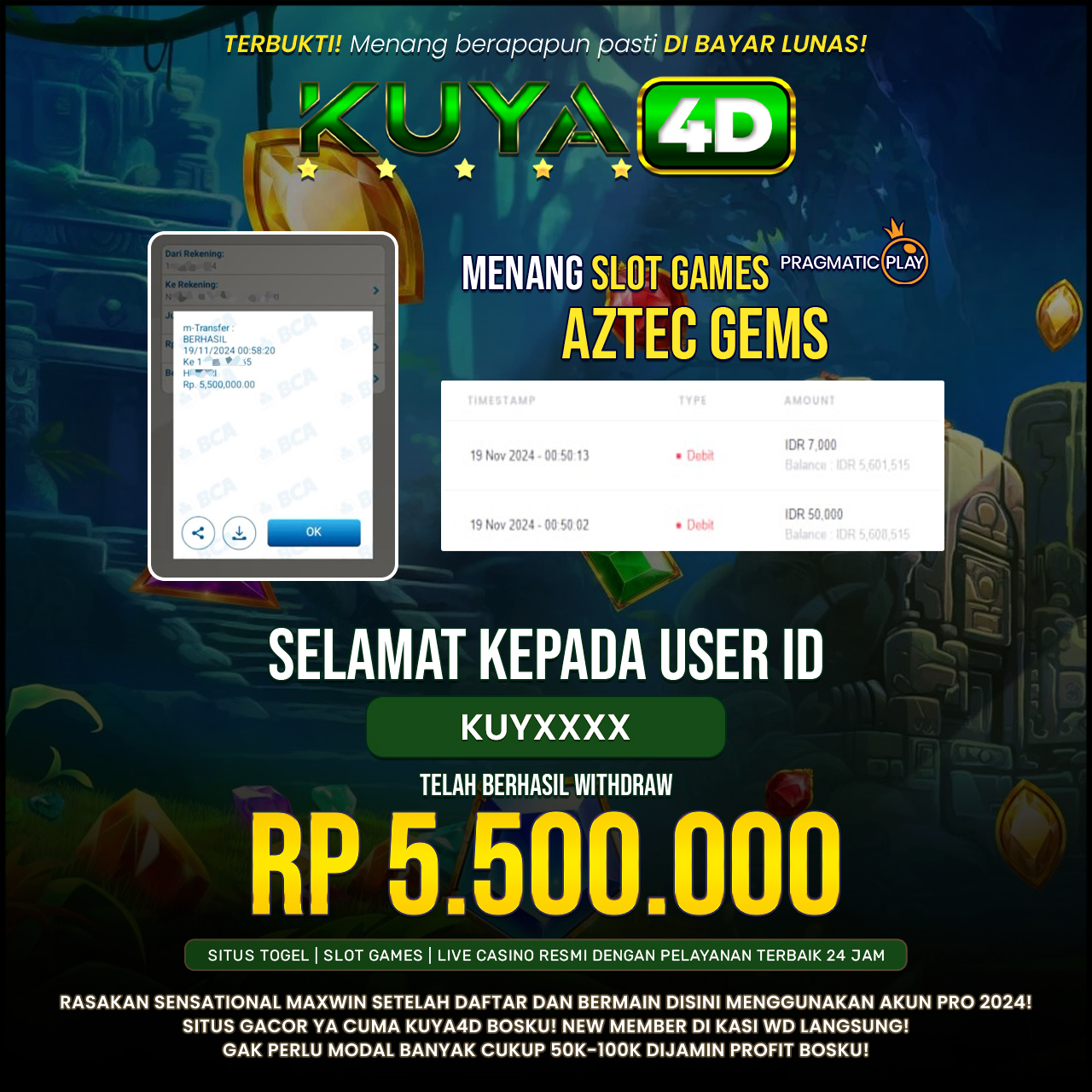 BUKTI JP AZTEC GEMS ID KUYXXXX