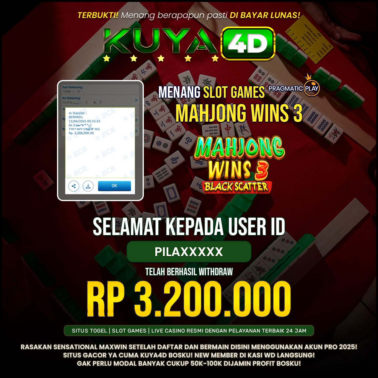 BUKTI JP MAHJONG WINS 3 ID PILAXXX