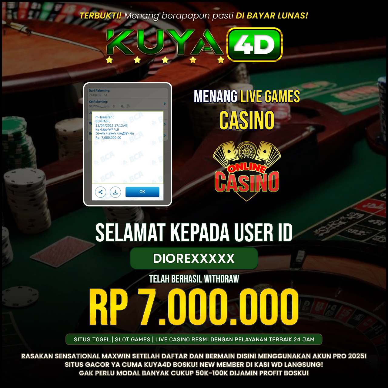 BUKTI JP LIVE GAME CASINO ID DIOREXXXX