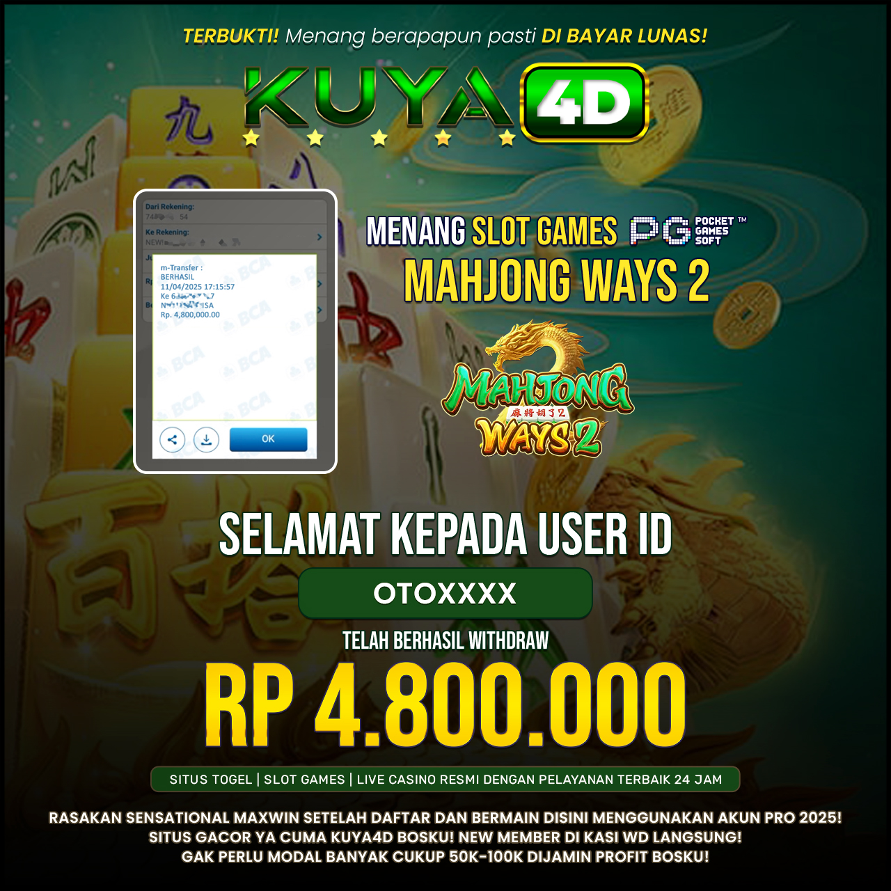 BUKTI JP MAHJONG WAYS 2 ID OTOXXX