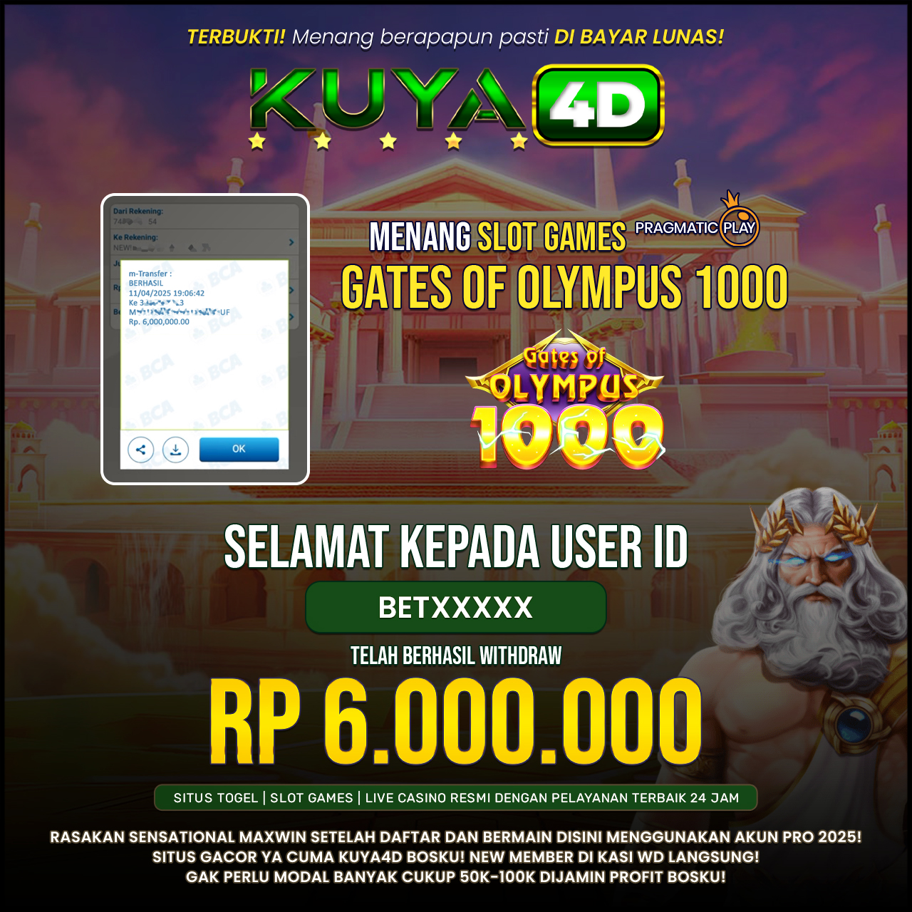 BUKTI JP OLYMPUS 1.000 ID BETXXXX