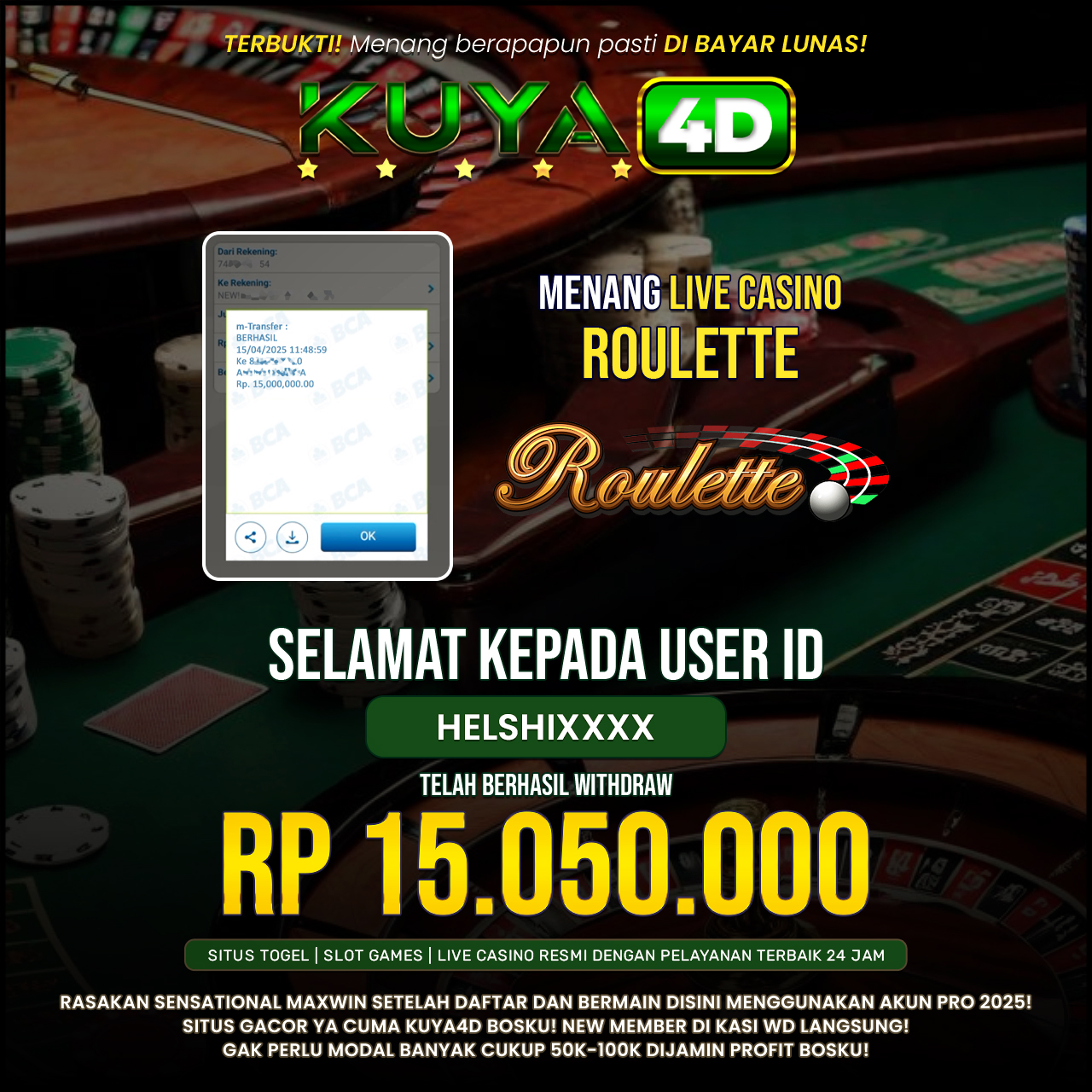 BUKTI JP LIVE CASINO ROULETTE ID HELSHIXXXX