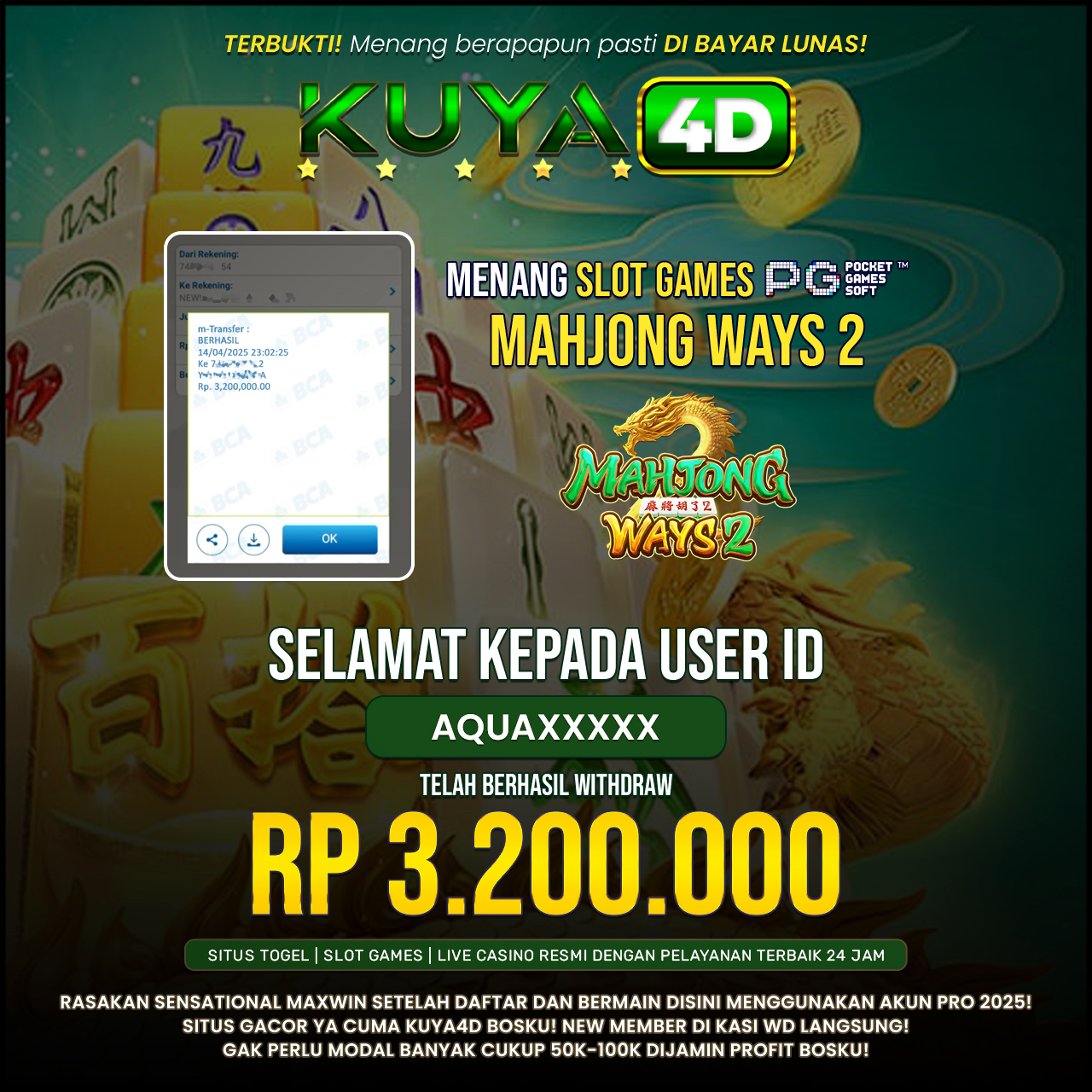 BUKTI JP MAHJONG WAYS 2 ID AQUAXXX