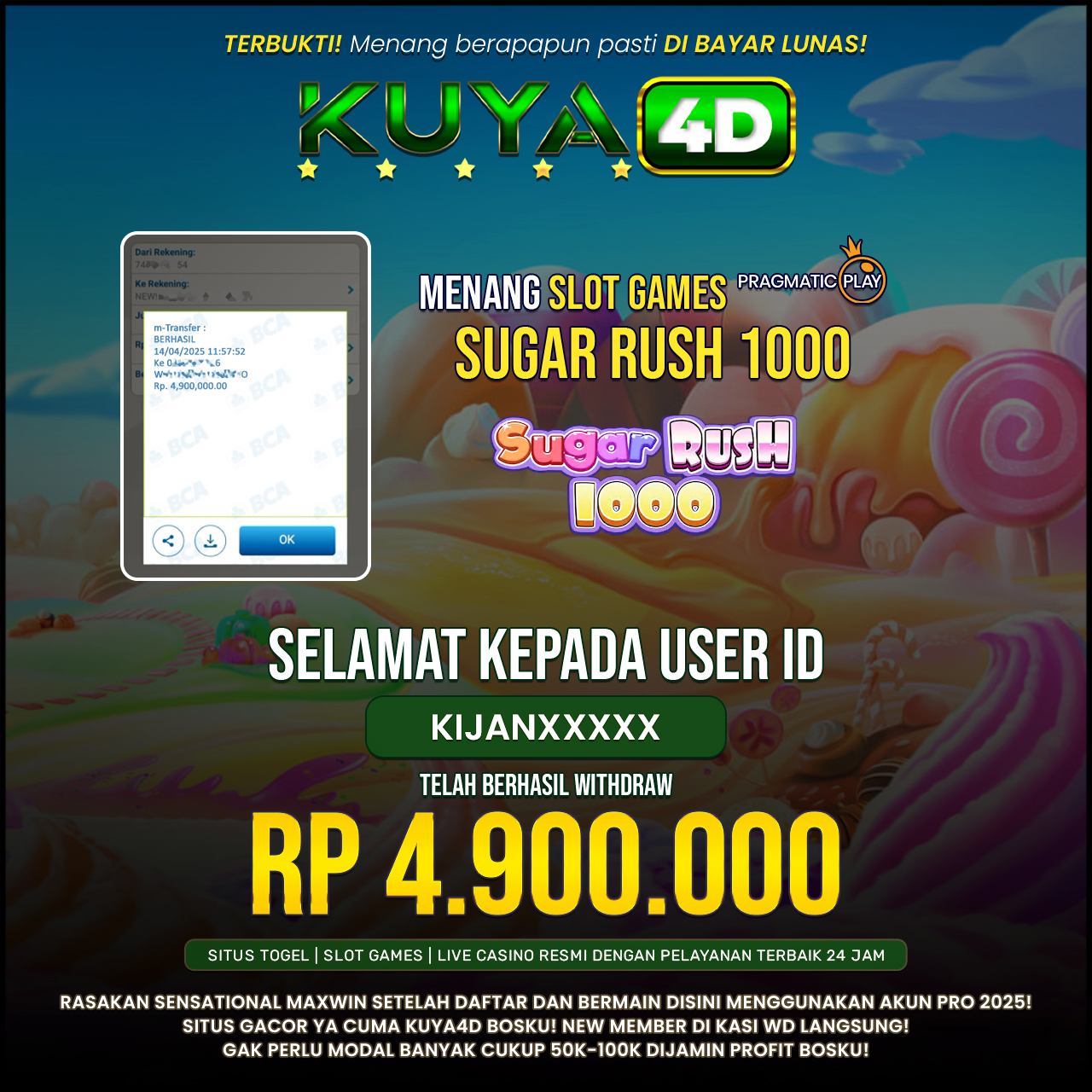 BUKTI JP SUGAR RUSH 1000 ID KIJANXXXXX