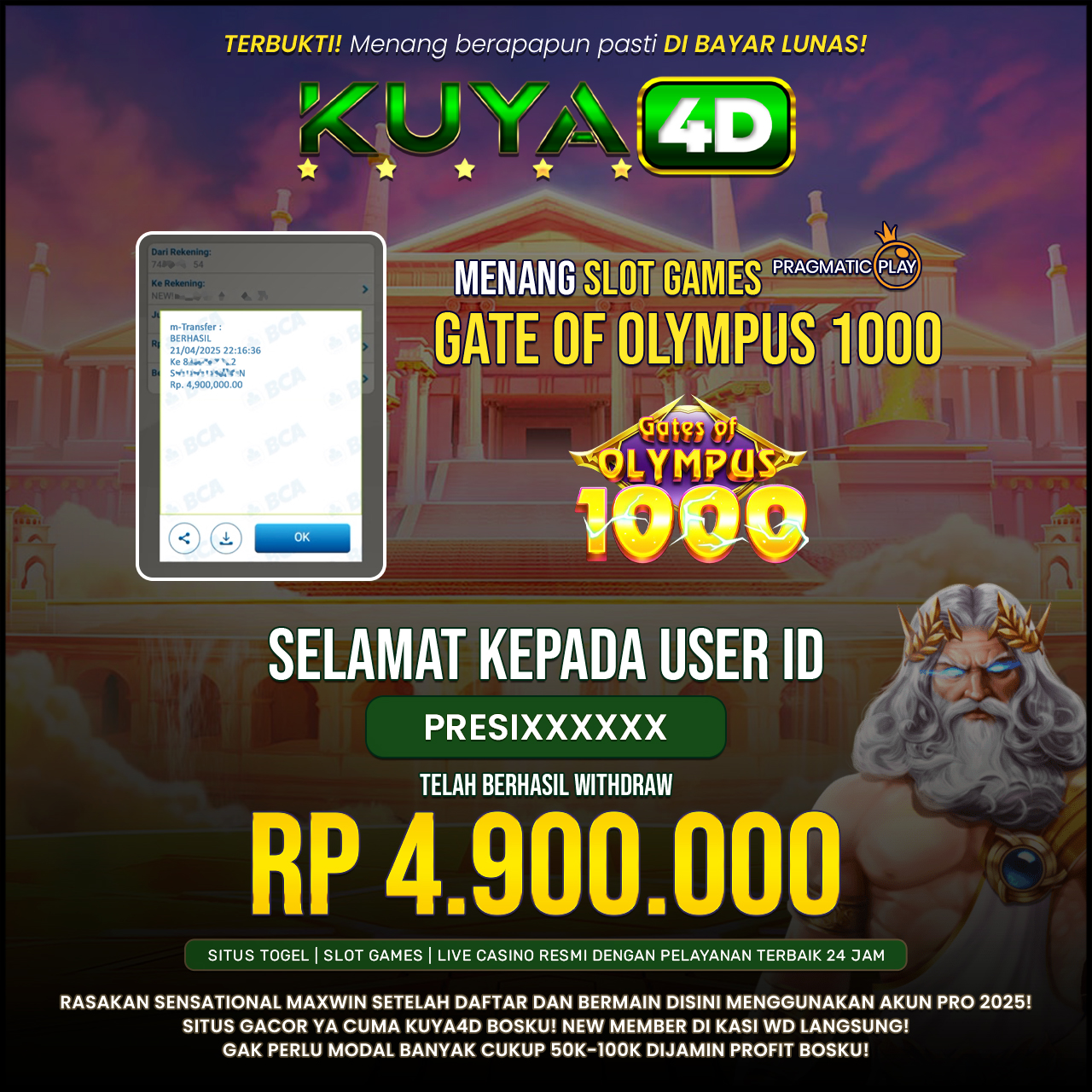 BUKTI JP GATES OF OLYMPUS 1000 ID PRESIXXXXT