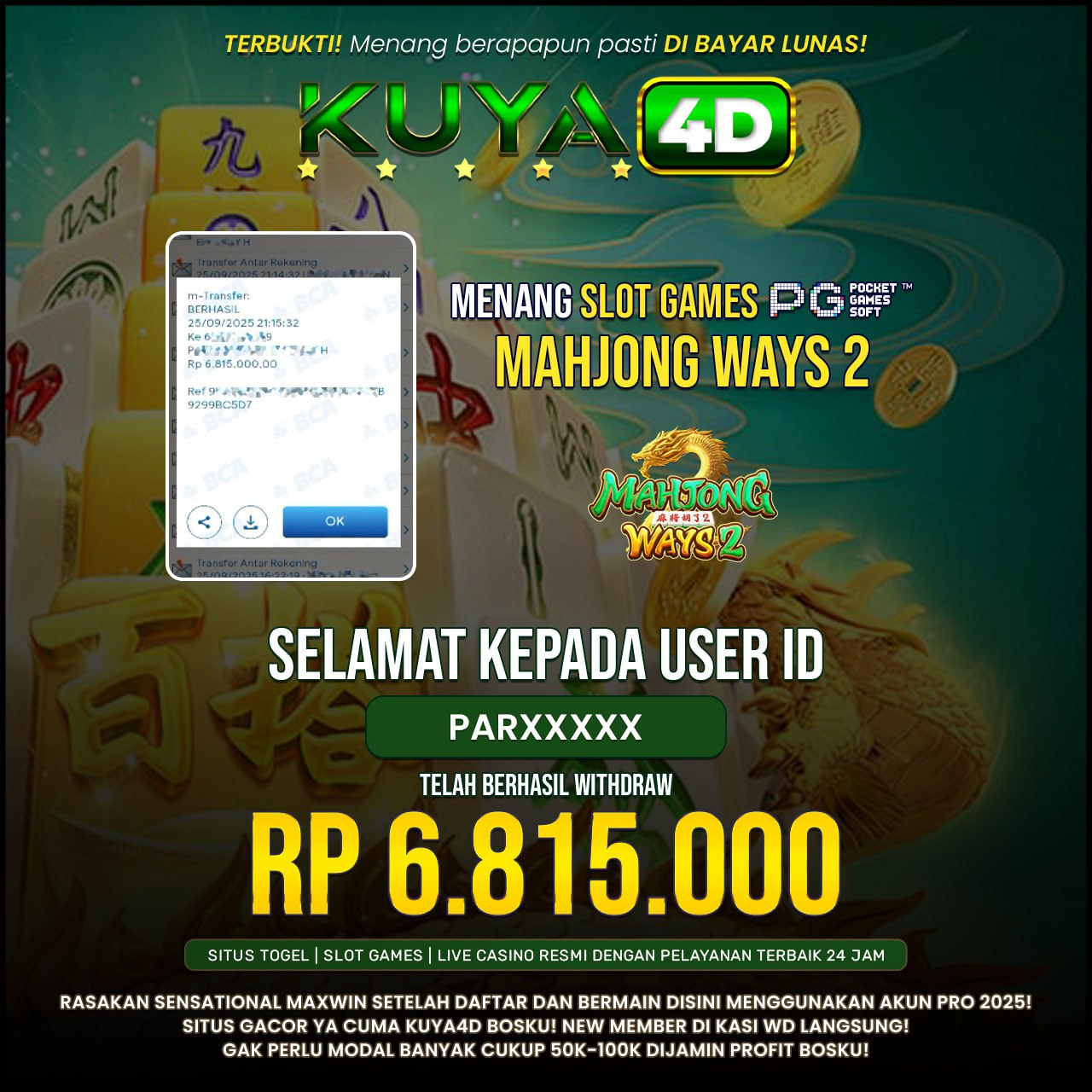 BUKTI JP MAHJONG WAYS 2 ID PARXXX