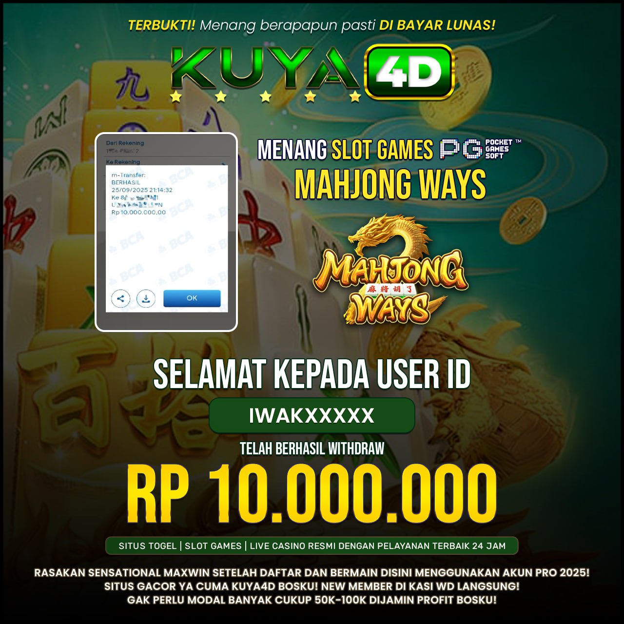 BUKTI JP MAHJONG WAYS  ID IWAKXXX