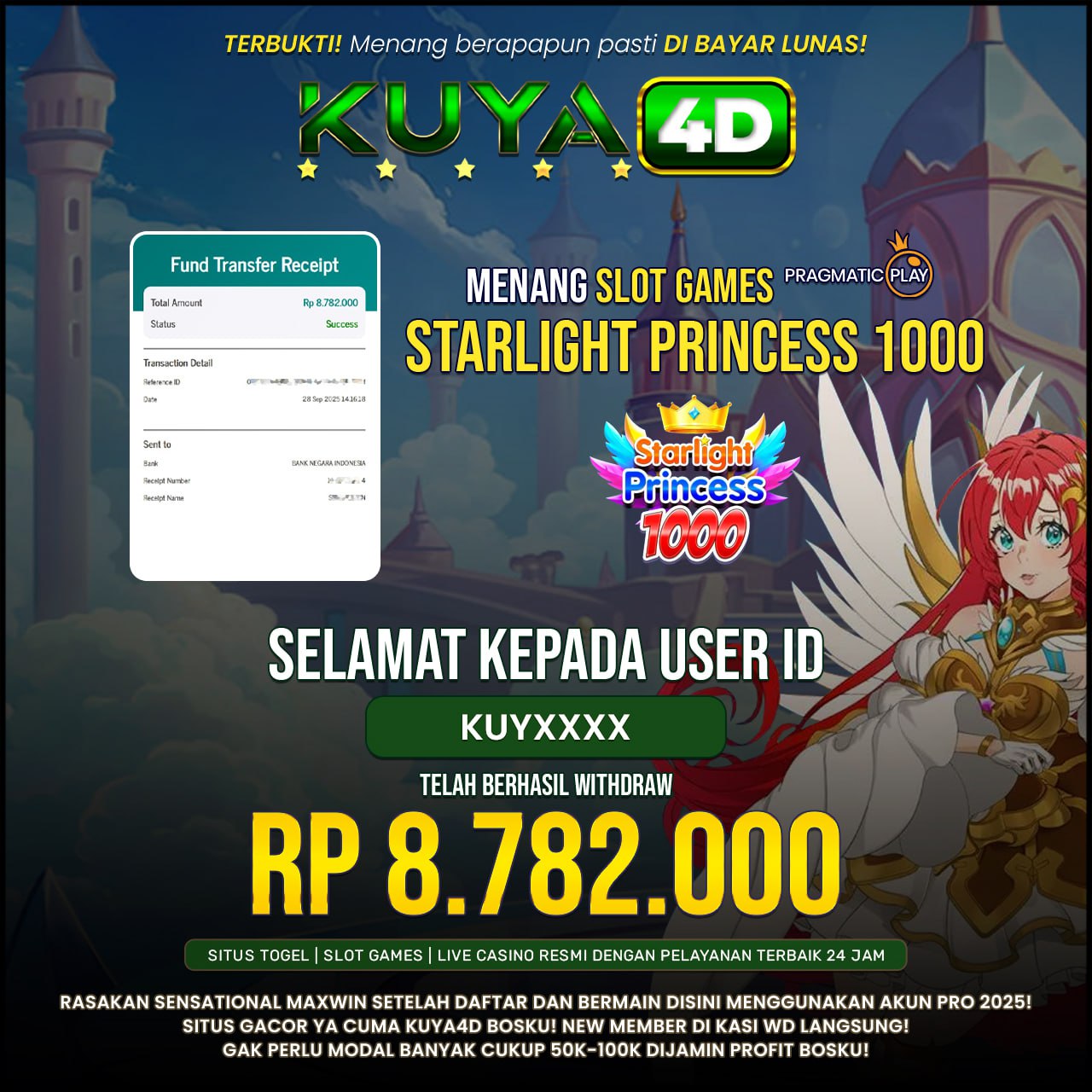 BUKTI JP STARLIGHT PRINCESS 1000 ID KUYXXXX