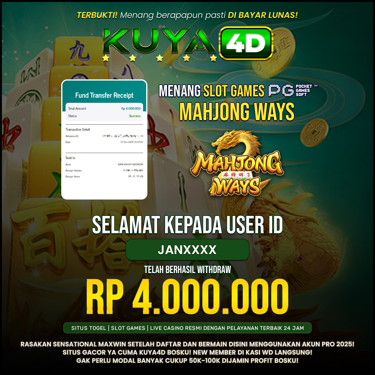 BUKTI JP MAHJONG WAYS 2 ID JANXXX