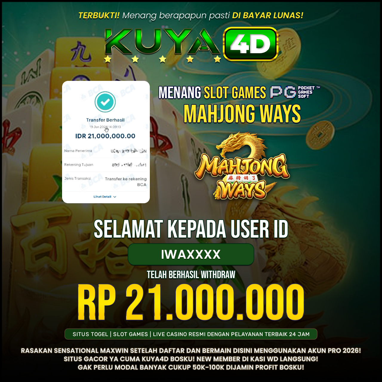 BUKTI JP MAHJONG ALWAYS ID IWAXXX